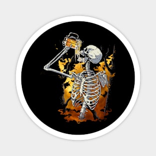 Halloween Beer Drinking Skeleton Skull Magnet